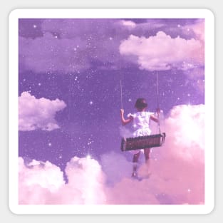 Girl Swinging in the Clouds Sticker